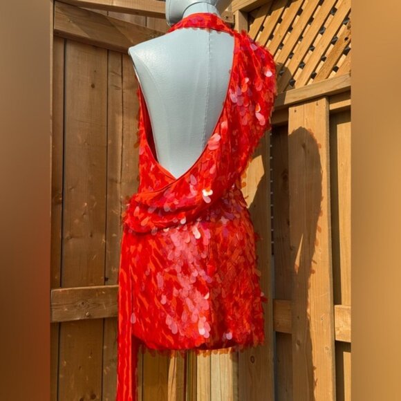 🆕 MISHA COLLECTION 🧿 NWOT Red Sapphire Sequins Mini Dress, Sz M - US 6 - Picture 7 of 16